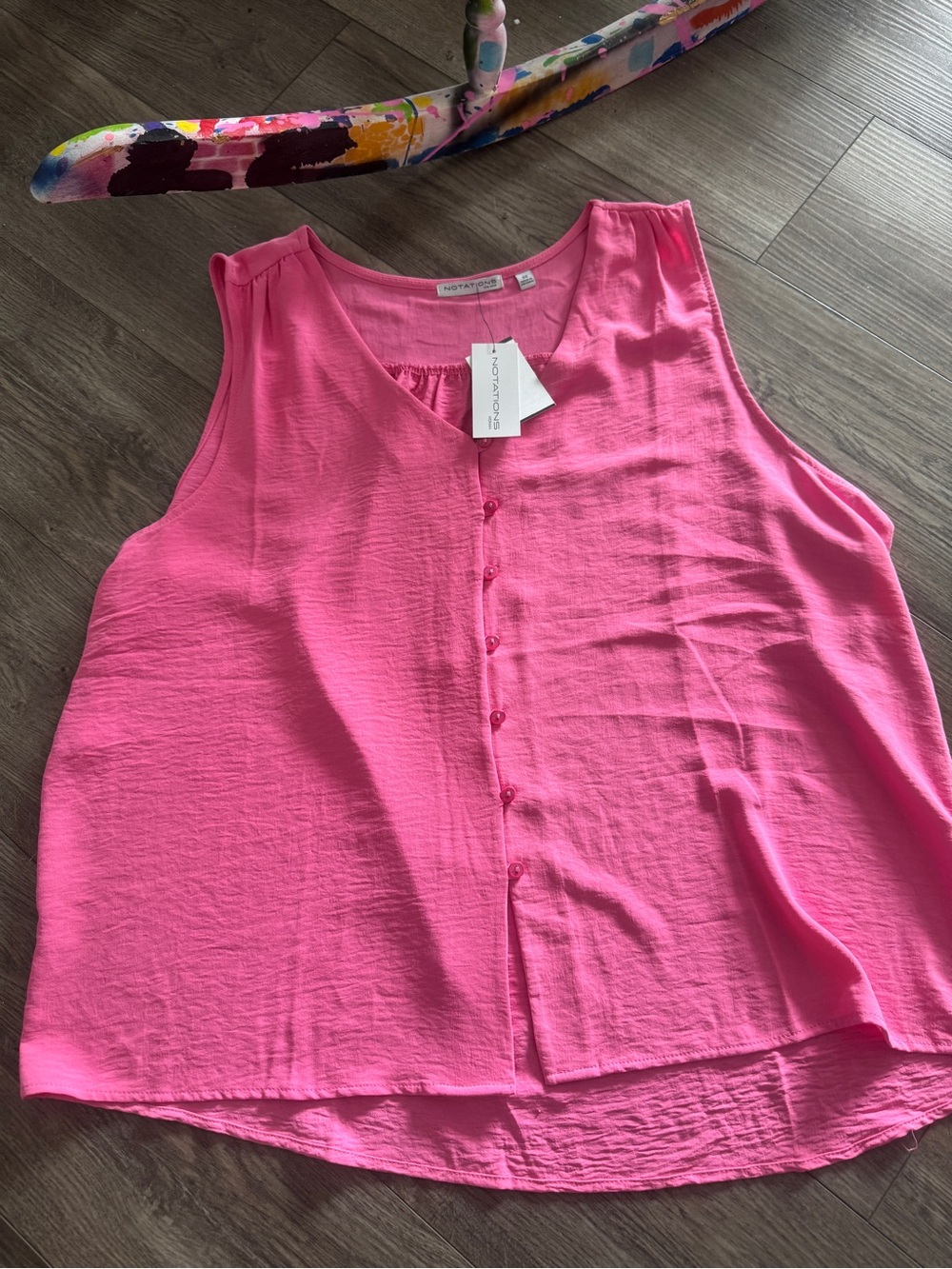 NWT Barbie Pink Button-Down Sleeveless Blouse 3X